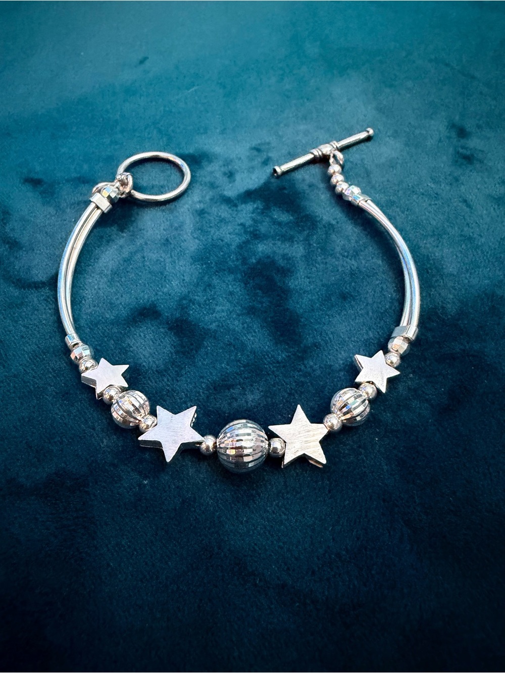 🥀Sterling Silver Star Toggle Bracelet in a Celestial Design🥀statement piece🥀